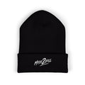 Embroidered Cuffed Beanie — Minimal Script Logo Knit Hat